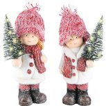 Dekoratief | Winterkind m/boompje, keramiek, LED, 11x8x21cm, set van 2 stuks | A225574 Dekoratief | Winterkind m/boompje, keramiek, LED, 11x8x21cm, set van 2 stuks | A225574