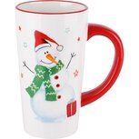 Dekoratief | Mok hoog m/sneeuwman, wit/rood, dolomiet, 14x9x16cm | A225580 Dekoratief | Mok hoog m/sneeuwman, wit/rood, dolomiet, 14x9x16cm | A225580