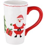 Dekoratief | Mok hoog m/santa, wit/rood, dolomiet, 15x9x16cm | A225584 Dekoratief | Mok hoog m/santa, wit/rood, dolomiet, 15x9x16cm | A225584