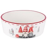 Dekoratief | Bowl m/santagnoompjes, wit/rood, dolomiet, 20x20x7cm | A225587 Dekoratief | Bowl m/santagnoompjes, wit/rood, dolomiet, 20x20x7cm | A225587