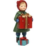 Dekoratief | Winterkindje meisje staand m/cadeautje, resina, 5x6x12cm | A225642 Dekoratief | Winterkindje meisje staand m/cadeautje, resina, 5x6x12cm | A225642