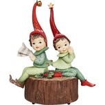 Dekoratief | Muziekdoos m/winterelfjes op boomstam, resina, 16x10x19cm | A225649 Dekoratief | Muziekdoos m/winterelfjes op boomstam, resina, 16x10x19cm | A225649