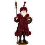 Dekoratief | Santa staand m/staf/krans, rood/goud, resina, 15x11x38cm | A225651 Dekoratief | Santa staand m/staf/krans, rood/goud, resina, 15x11x38cm | A225651