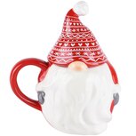 Dekoratief | Mok m/deksel santa, rood/wit, keramiek, 14x10x16cm | A225678 Dekoratief | Mok m/deksel santa, rood/wit, keramiek, 14x10x16cm | A225678