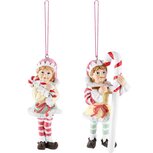 Dekoratief | Hanger elfje m/snoep, resina, 5x5x11cm, set van 2 stuks | A225703 Dekoratief | Hanger elfje m/snoep, resina, 5x5x11cm, set van 2 stuks | A225703