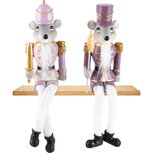 Dekoratief | Notenkraker muis roze/mauve, resina, 5x5x12cm, set van 2 stuks | A225710 Dekoratief | Notenkraker muis roze/mauve, resina, 5x5x12cm, set van 2 stuks | A225710