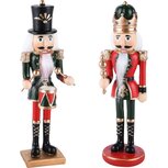 Dekoratief | Notenkraker rood/groen, resina, 6x6x20cm, set van 2 stuks | A225713 Dekoratief | Notenkraker rood/groen, resina, 6x6x20cm, set van 2 stuks | A225713