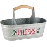 Dekoratief | Korf ovaal 'Cheers', grijs/rood, metaal, 35x17x12cm | A225755 Dekoratief | Korf ovaal 'Cheers', grijs/rood, metaal, 35x17x12cm | A225755