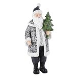 Dekoratief | Santa m/boompje, grijs/wit, resina, 9x7x22cm | A225902 Dekoratief | Santa m/boompje, grijs/wit, resina, 9x7x22cm | A225902