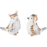 Dekoratief | Vogeltje 'Harry', wit/goud, resina, 7x6x9cm, set van 2 stuks | A225911 Dekoratief | Vogeltje 'Harry', wit/goud, resina, 7x6x9cm, set van 2 stuks | A225911