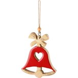 Dekoratief | Hanger bel, naturel/rood, hout, 10x2x13cm | A228067 Dekoratief | Hanger bel, naturel/rood, hout, 10x2x13cm | A228067