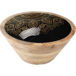 Dekoratief | Bowl 'Mandala', zwart/goud, hout, 20x20x8cm | A228093 Dekoratief | Bowl 'Mandala', zwart/goud, hout, 20x20x8cm | A228093