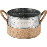 Dekoratief | Bierhouder 'BIERES', grijs/naturel, metaal/jute, 16x16x11cm | A228200 Dekoratief | Bierhouder 'BIERES', grijs/naturel, metaal/jute, 16x16x11cm | A228200
