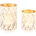Dekoratief | Set 2 Waxinelichthouders 'Wheat', wit/goud, metaal, 13x13x20cm | A228324 Dekoratief | Set 2 Waxinelichthouders 'Wheat', wit/goud, metaal, 13x13x20cm | A228324