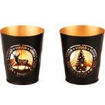 Dekoratief | Theelichthouder m/rendier/boom, zwart, metaal, 8x8x9cm, set van 2 stuks | A228330 Dekoratief | Theelichthouder m/rendier/boom, zwart, metaal, 8x8x9cm, set van 2 stuks | A228330