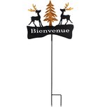 Dekoratief | Tuinprikker m/rendieren 'Bienvenue', zwart/goud, metaal, 30x30x130cm | A228339 Dekoratief | Tuinprikker m/rendieren 'Bienvenue', zwart/goud, metaal, 30x30x130cm | A228339
