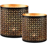Dekoratief | Set 2 Waxinelichthouders 'Arab Tile', zwart/goud, metaal, 18x13x20cm | A228341 Dekoratief | Set 2 Waxinelichthouders 'Arab Tile', zwart/goud, metaal, 18x13x20cm | A228341