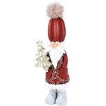 Dekoratief | Santa staand m/kerstboom, rood, resina, LED, 31cm | A229125 Dekoratief | Santa staand m/kerstboom, rood, resina, LED, 31cm | A229125