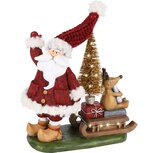 Dekoratief | Santa m/slee, groen/rood, resina, LED, 18x8x26cm | A229126 Dekoratief | Santa m/slee, groen/rood, resina, LED, 18x8x26cm | A229126