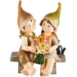 Dekoratief | Tuindeco koppel op bankje, resina, 23x14x30cm | A230107 Dekoratief | Tuindeco koppel op bankje, resina, 23x14x30cm | A230107