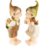 Dekoratief | Tuindeco jongen/meisje kussend, resina, 17x17x45cm, set van 2 stuks | A230108 Dekoratief | Tuindeco jongen/meisje kussend, resina, 17x17x45cm, set van 2 stuks | A230108