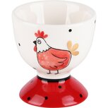 Dekoratief | Eierdopje m/kipje, wit/rood, keramiek, 6x6x6cm | A230557 Dekoratief | Eierdopje m/kipje, wit/rood, keramiek, 6x6x6cm | A230557