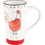 Dekoratief | Mok hoog m/kipje, wit/rood, keramiek, 15x9x16cm | A230558 Dekoratief | Mok hoog m/kipje, wit/rood, keramiek, 15x9x16cm | A230558