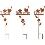 Dekoratief | Tuinprikker 'Persil/Romarin/Thym', roest, metaal, 12x36cm, set van 3 stuks | A230614 Dekoratief | Tuinprikker 'Persil/Romarin/Thym', roest, metaal, 12x36cm, set van 3 stuks | A230614