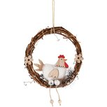 Dekoratief | Hanger krans m/kipje, naturel, hout, 15x3x15cm | A230647 Dekoratief | Hanger krans m/kipje, naturel, hout, 15x3x15cm | A230647