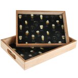 Dekoratief | Set 2 dienbladen 'Coffee Time', naturel/zwart, hout, 30x22x4cm | A230659 Dekoratief | Set 2 dienbladen 'Coffee Time', naturel/zwart, hout, 30x22x4cm | A230659
