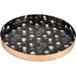 Dekoratief | Dienblad rond 'Coffee', goud/zwart, metaal, 23x23x2cm | A230928 Dekoratief | Dienblad rond 'Coffee', goud/zwart, metaal, 23x23x2cm | A230928