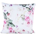 Dekoratief | Kussen wit m/roze bloemen, fluweel, 45x45cm | A234017 Dekoratief | Kussen wit m/roze bloemen, fluweel, 45x45cm | A234017