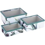 Dekoratief | Set 3 dozen RH, 'Blurred Flowers', fluweel/glas/karton, 20x15x9cm | A234021 Dekoratief | Set 3 dozen RH, 'Blurred Flowers', fluweel/glas/karton, 20x15x9cm | A234021
