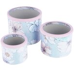 Dekoratief | Set 3 dozen rond, 'Watercolor Flowers', fluweel/glas/karton, 14x14x12cm | A234024 Dekoratief | Set 3 dozen rond, 'Watercolor Flowers', fluweel/glas/karton, 14x14x12cm | A234024