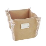 Dekoratief | Mand vierkant m/label, bruin, stof, 12x12x12cm | A234036 Dekoratief | Mand vierkant m/label, bruin, stof, 12x12x12cm | A234036