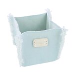 Dekoratief | Mand vierkant m/label, blauw, stof, 12x12x12cm | A234041 Dekoratief | Mand vierkant m/label, blauw, stof, 12x12x12cm | A234041