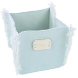 Dekoratief | Mand vierkant m/label, blauw, stof, 15x15x15cm | A234042 Dekoratief | Mand vierkant m/label, blauw, stof, 15x15x15cm | A234042