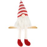 Dekoratief | Pop gnoom zittend m/hangbenen, rood/wit, stof, 12x10x40cm | A235049 Dekoratief | Pop gnoom zittend m/hangbenen, rood/wit, stof, 12x10x40cm | A235049