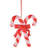 Dekoratief | Hanger zuurstokken, rood/wit, klei, 11x3x12cm | A235055 Dekoratief | Hanger zuurstokken, rood/wit, klei, 11x3x12cm | A235055