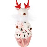 Dekoratief | Deco rendier m/ster, wit/rood, porselein, LED, 10x9x24cm | A235061 Dekoratief | Deco rendier m/ster, wit/rood, porselein, LED, 10x9x24cm | A235061
