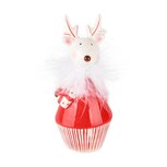 Dekoratief | Deco rendier m/cadeautje, rood/wit, porselein, LED, 6x6x15cm | A235062 Dekoratief | Deco rendier m/cadeautje, rood/wit, porselein, LED, 6x6x15cm | A235062