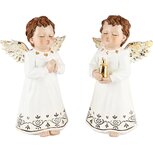 Dekoratief | Engeltje staand m/kaars, wit/goud, resina, 9x5x14cm, set van 2 stuks | A235110 Dekoratief | Engeltje staand m/kaars, wit/goud, resina, 9x5x14cm, set van 2 stuks | A235110