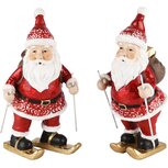 Dekoratief | Santa op ski's, rood, resina, 9x8x17cm, set van 2 stuks | A235114 Dekoratief | Santa op ski's, rood, resina, 9x8x17cm, set van 2 stuks | A235114