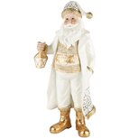 Dekoratief | Santa staand m/lantaarn, wit/goud, resina, 16x11x36cm | A235134 Dekoratief | Santa staand m/lantaarn, wit/goud, resina, 16x11x36cm | A235134