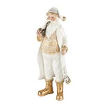 Dekoratief | Santa staand m/pijp, wit/goud, resina, 11x11x30cm | A235135 Dekoratief | Santa staand m/pijp, wit/goud, resina, 11x11x30cm | A235135