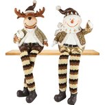 Dekoratief | Rendier/sneeuwman m/hangbenen, resina, 9x7x12cm, set van 2 stuks | A235144 Dekoratief | Rendier/sneeuwman m/hangbenen, resina, 9x7x12cm, set van 2 stuks | A235144