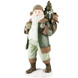 Dekoratief | Santa m/cadeautjes, groen/bruin, resina, 18x13x37cm | A235156 Dekoratief | Santa m/cadeautjes, groen/bruin, resina, 18x13x37cm | A235156