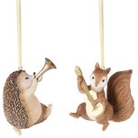Dekoratief | Hanger egel/eekhoorn m/instrument, resina, 8x5x9cm, set van 2 stuks | A235157 Dekoratief | Hanger egel/eekhoorn m/instrument, resina, 8x5x9cm, set van 2 stuks | A235157