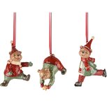 Dekoratief | Hanger beertje, rood/groen, resina, 6x5x10cm, set van 3 stuks | A235159 Dekoratief | Hanger beertje, rood/groen, resina, 6x5x10cm, set van 3 stuks | A235159