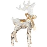 Dekoratief | Rendier m/strik, zilver/goud, rotan, LED, 27x6x51cm | A235175 Dekoratief | Rendier m/strik, zilver/goud, rotan, LED, 27x6x51cm | A235175